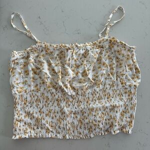 American Eagle Outfitters White and Yellow Floral Camisole
